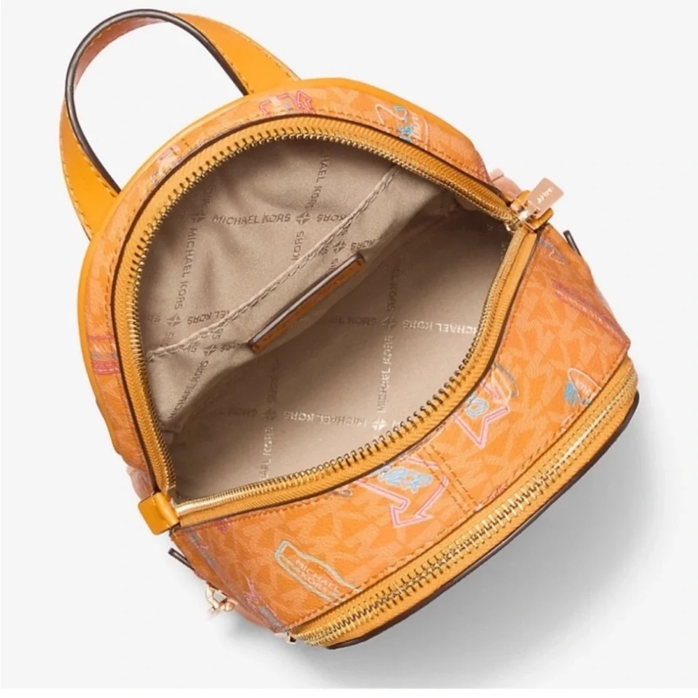 Michael Kors Vibrant Orange Mini Convertible Backpack Crossbody